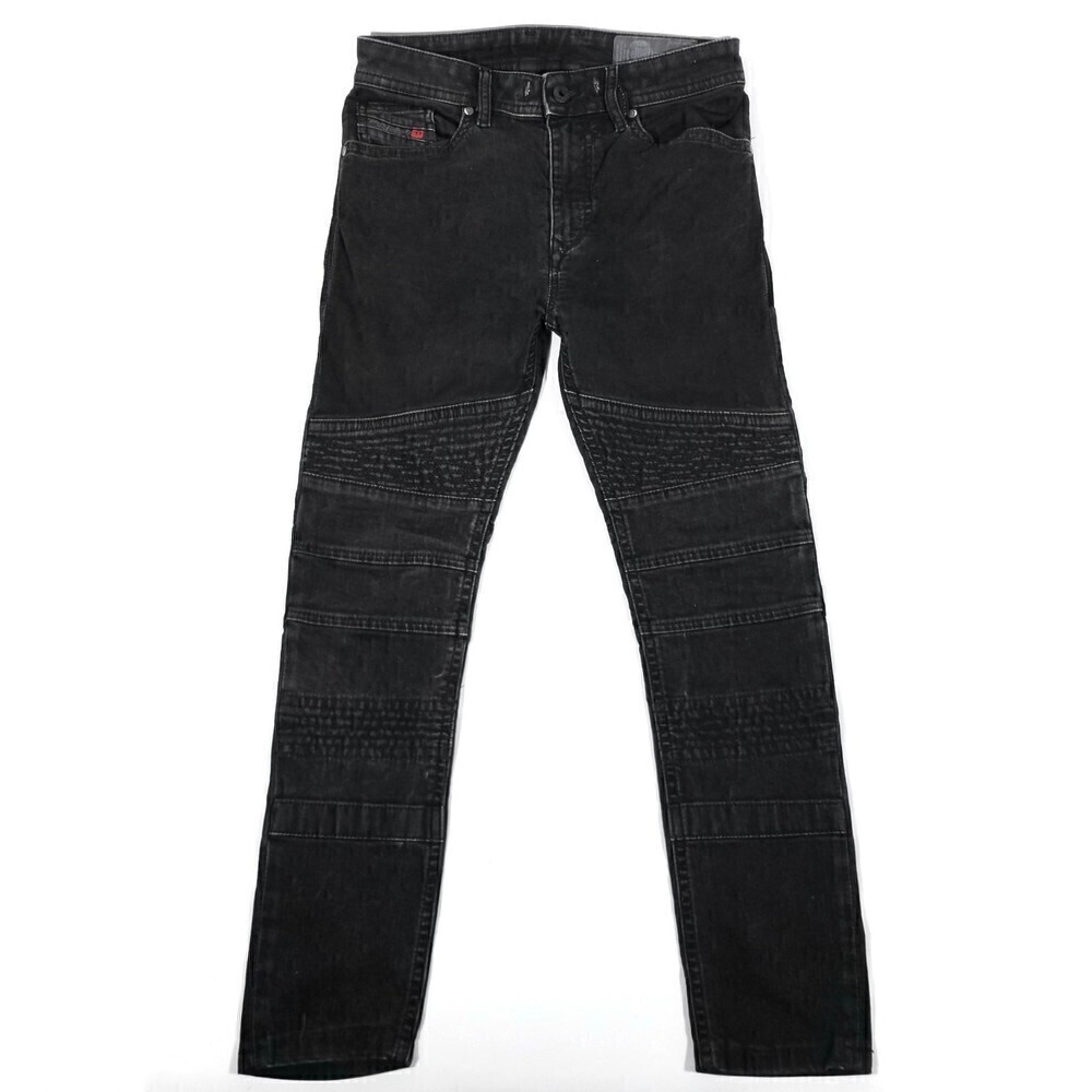 DIESEL BAKARI NE Straight Leg Articulated Knee Moto Jeans Womens 26 Black